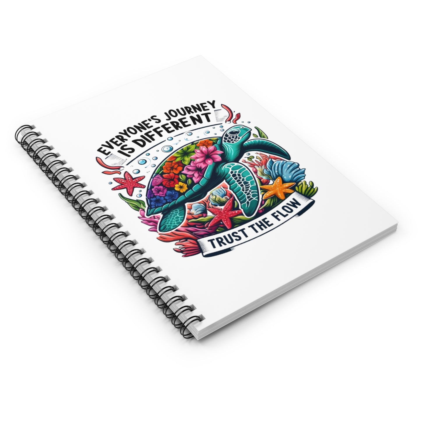 Tropical Turtle Spiral Notebook - Trust the Flow, Inspirational Gifts, Journals for Students, Cute Stationery, Eco-Friendly Notebooks