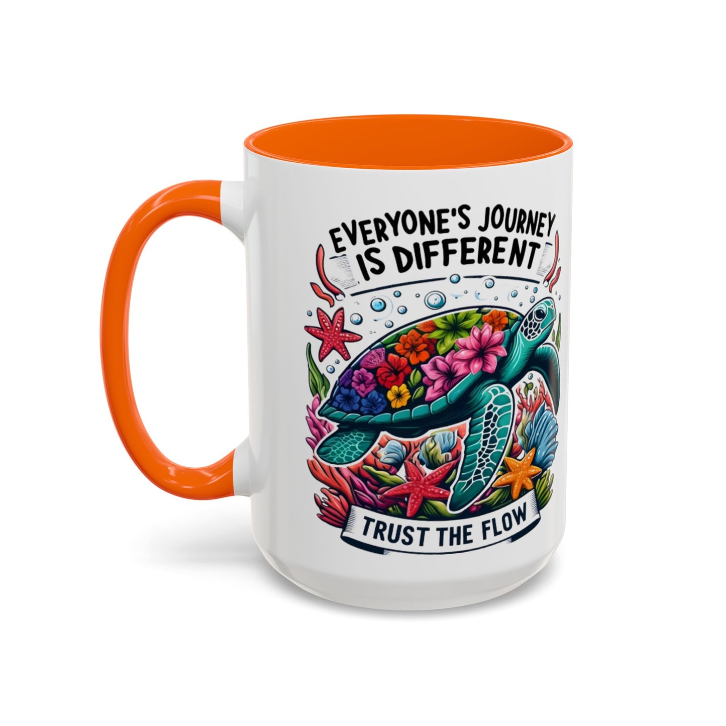 Colorful Inspirational Coffee Mug, Ocean Theme Mug, Motivational Drinkware, Turtle Design, Gift for Nature Lovers