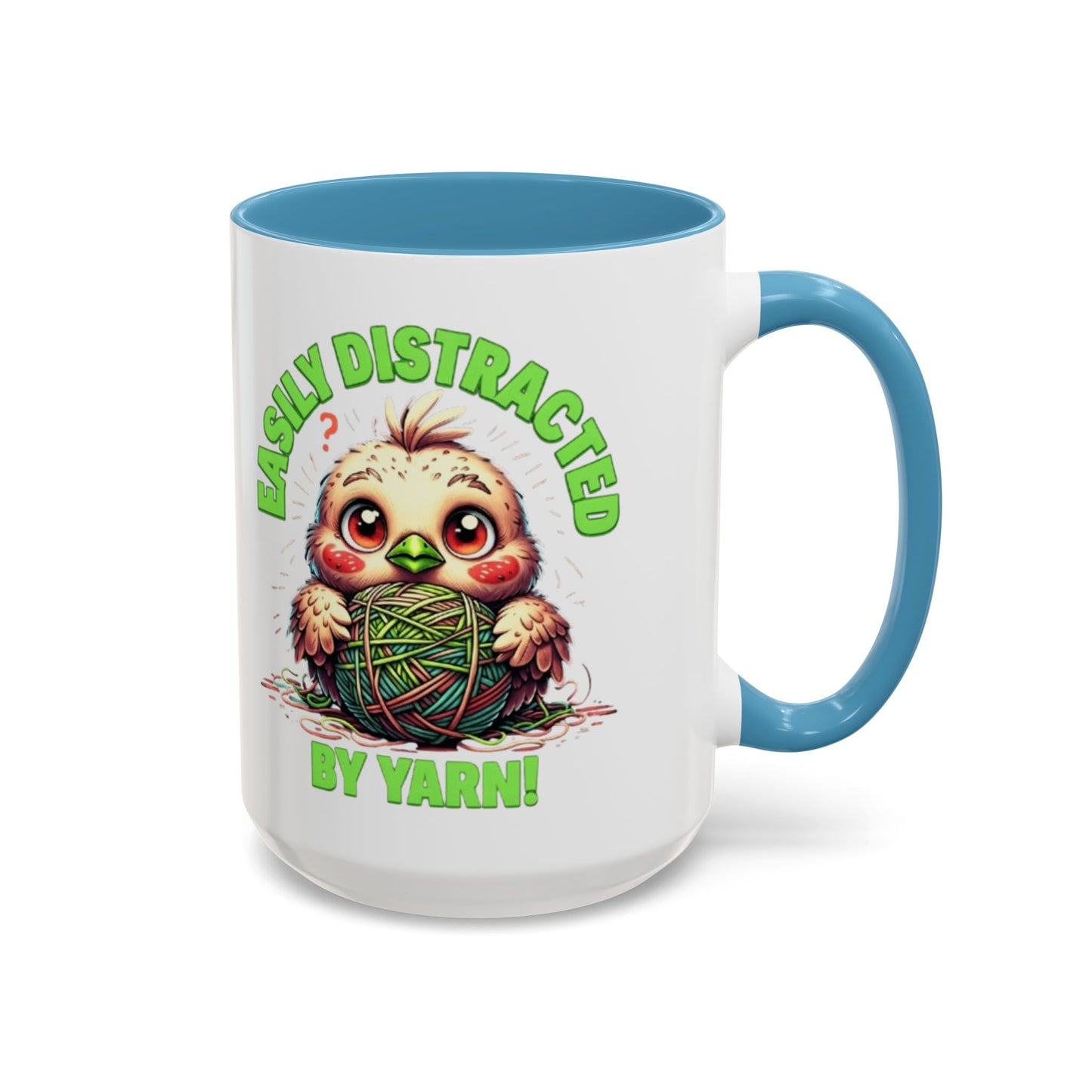 Easily Distracted Yarn Coffee Mug | Cute Animal Mug, Funny Gift for Knitters, Coffee Lover Gift, Unique Mugs for Crafters, Yarn Lover's Mug