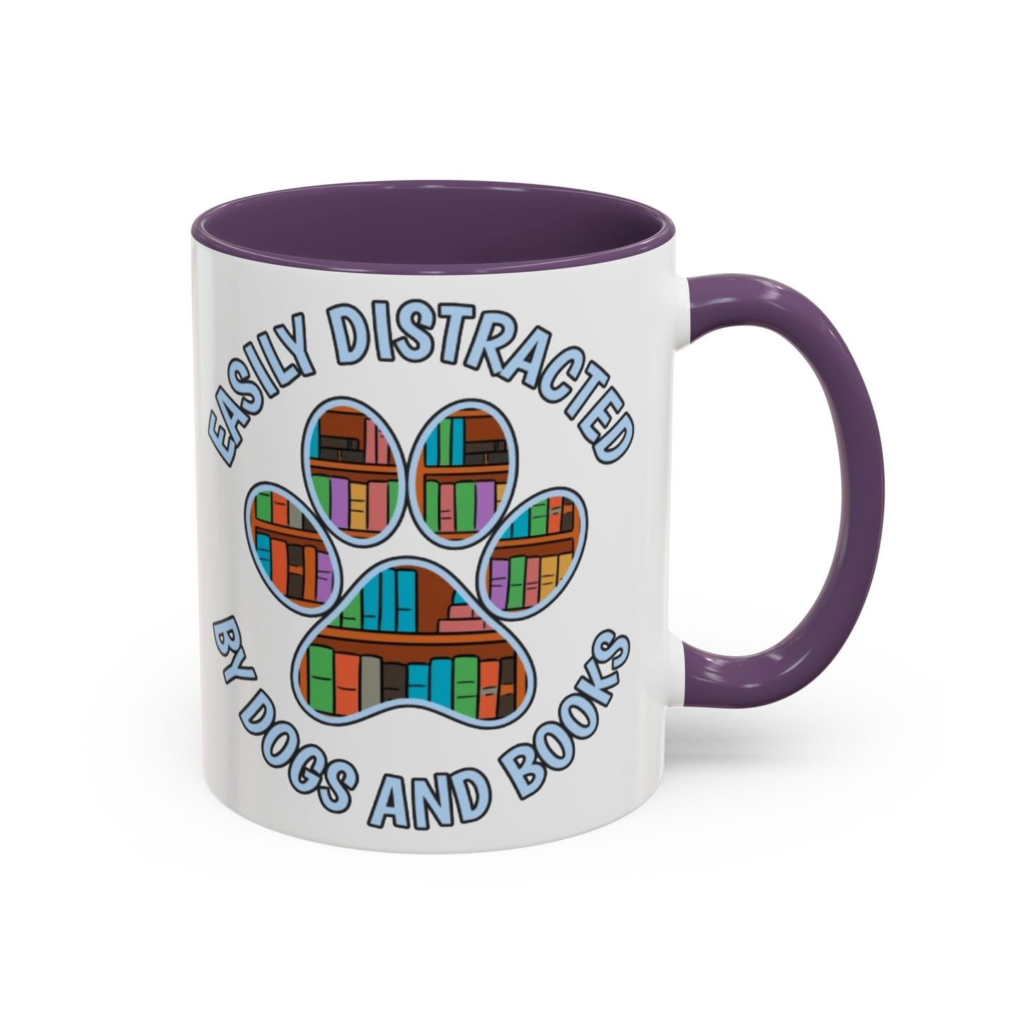 Easily Distracted Coffee Mug | Book Lovers Gift, Dog Owners Mug, Dog and Book Lover, Home Office Decor, Pet Lover Coffee Cup