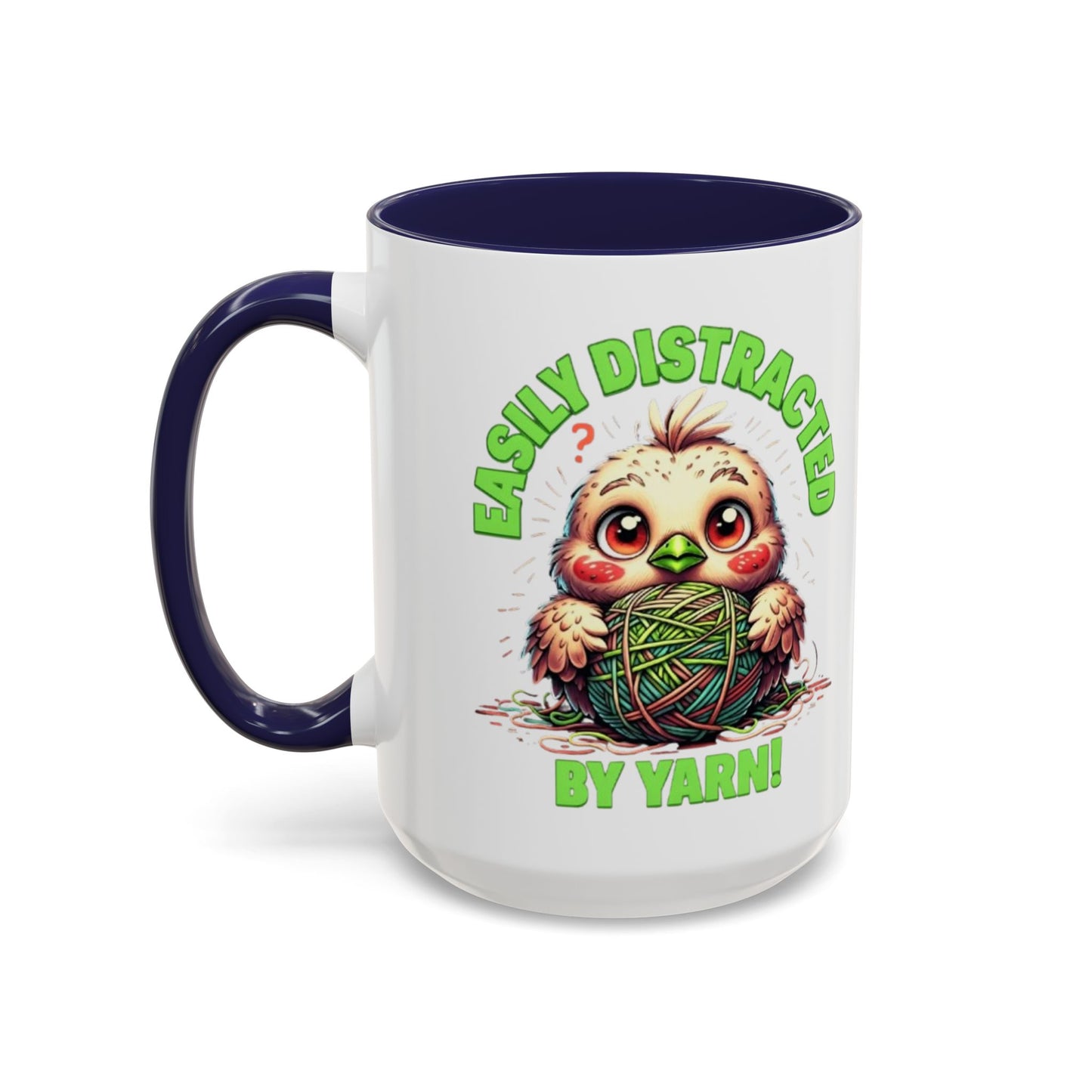 Easily Distracted Yarn Coffee Mug | Cute Animal Mug, Funny Gift for Knitters, Coffee Lover Gift, Unique Mugs for Crafters, Yarn Lover's Mug