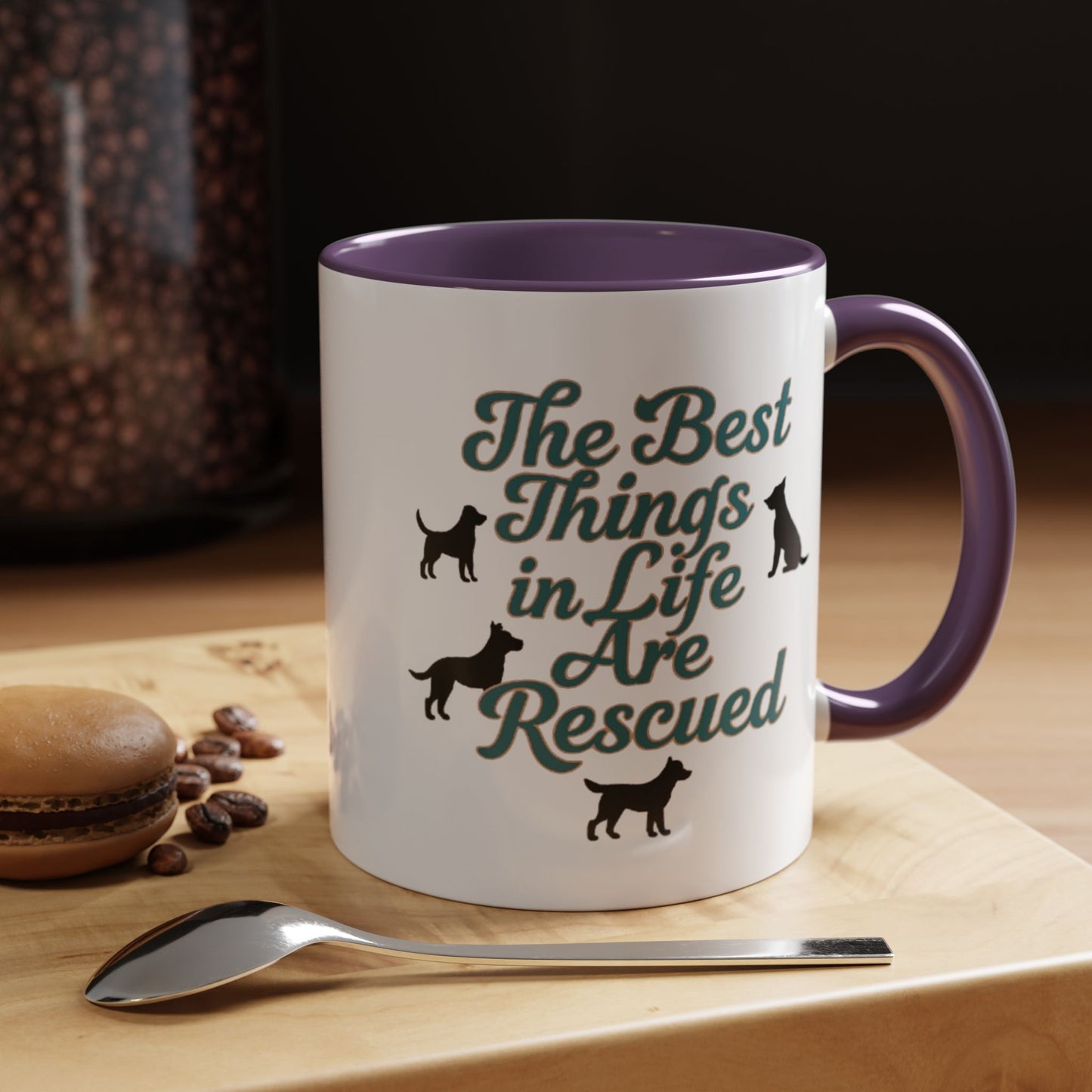 Rescue Dog Coffee Mug, Pet Lover Gift, Animal Adoption Mug, Inspirational Tea Cup, Dog Mom Mug, Black Handle Coffee Cup