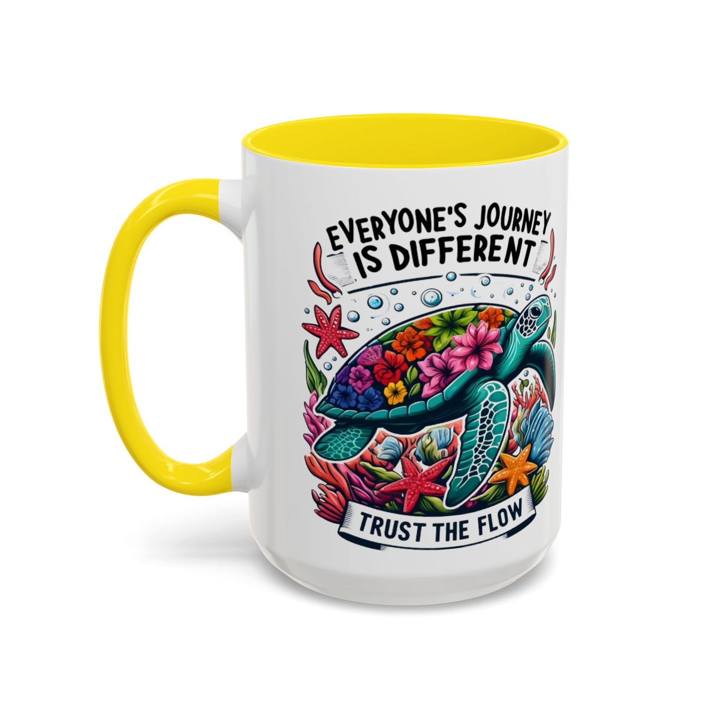 Colorful Inspirational Coffee Mug, Ocean Theme Mug, Motivational Drinkware, Turtle Design, Gift for Nature Lovers