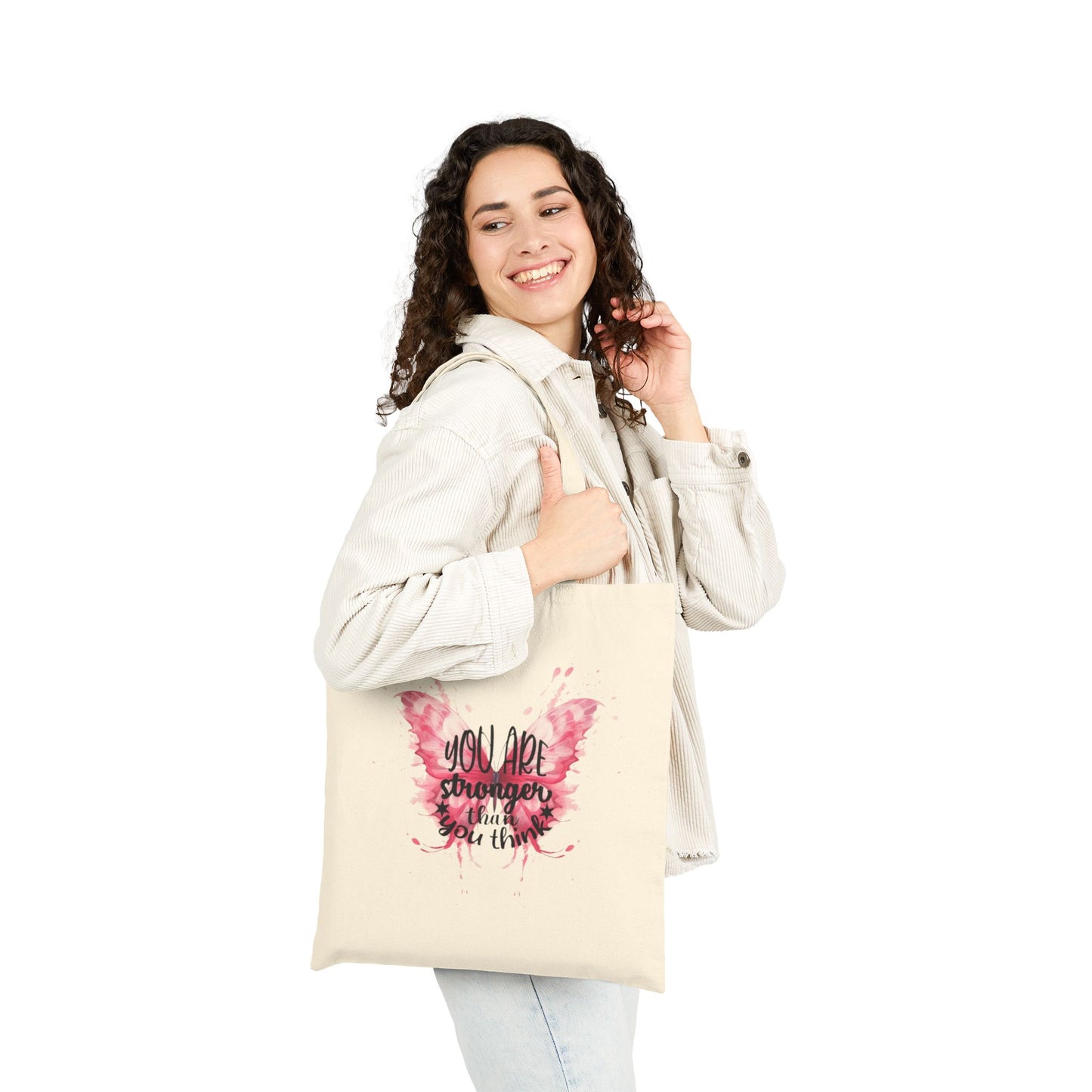 Empowering Butterfly Tote Bag | You Are Stronger Than You Think | Eco-Friendly, Reusable, Gift for Her, Inspirational, Motivational