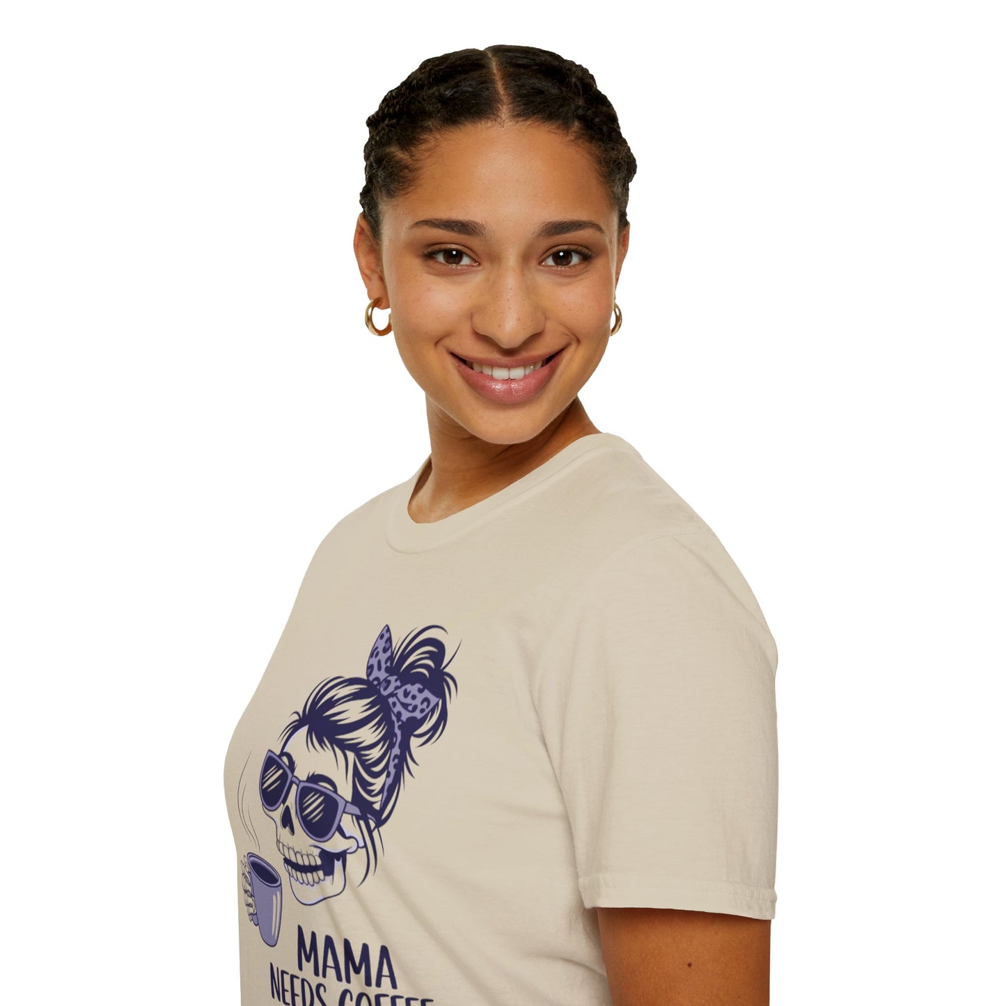 Mama Needs Coffee Unisex Softstyle T-Shirt - Fun Casual Tee for Coffee Lovers