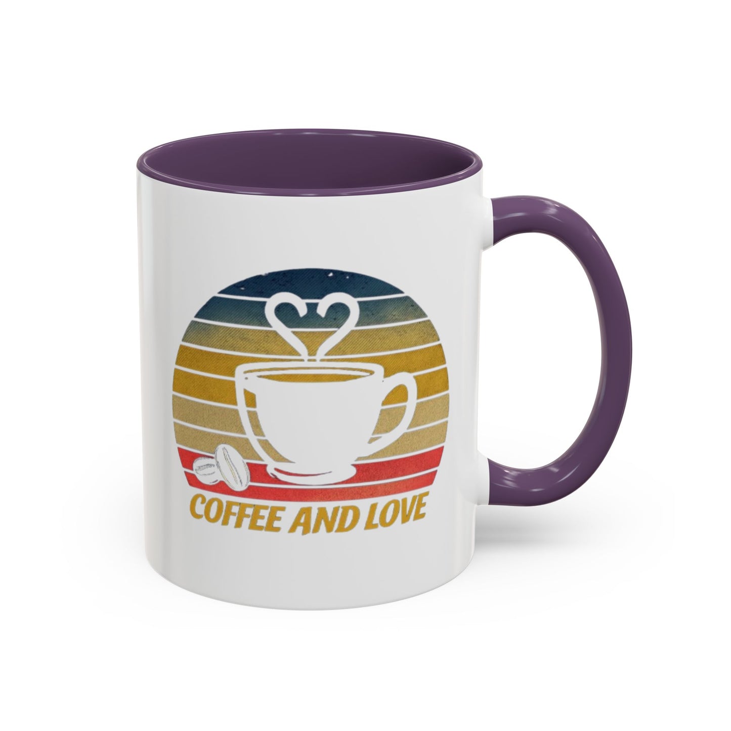 Retro Coffee and Love Mug - 11 or 15oz Accent Mug for Coffee Lovers