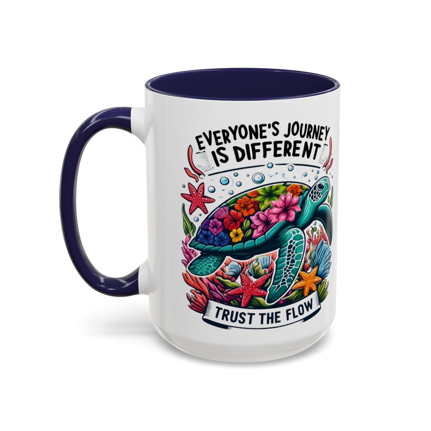 Colorful Inspirational Coffee Mug, Ocean Theme Mug, Motivational Drinkware, Turtle Design, Gift for Nature Lovers