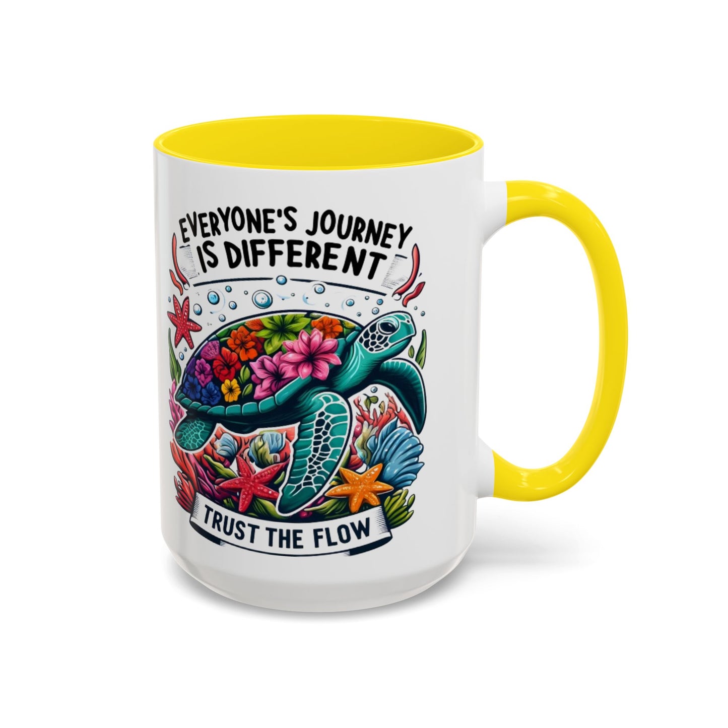 Colorful Inspirational Coffee Mug, Ocean Theme Mug, Motivational Drinkware, Turtle Design, Gift for Nature Lovers