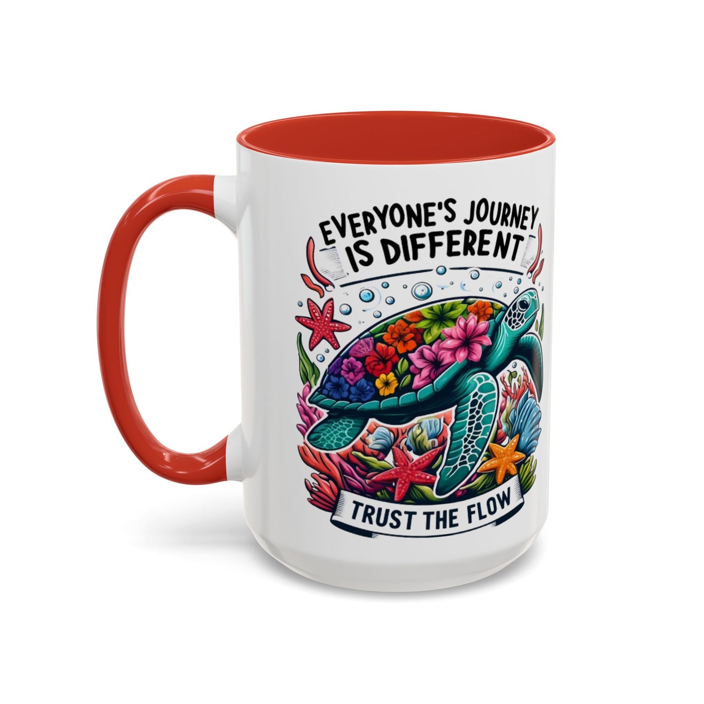 Colorful Inspirational Coffee Mug, Ocean Theme Mug, Motivational Drinkware, Turtle Design, Gift for Nature Lovers