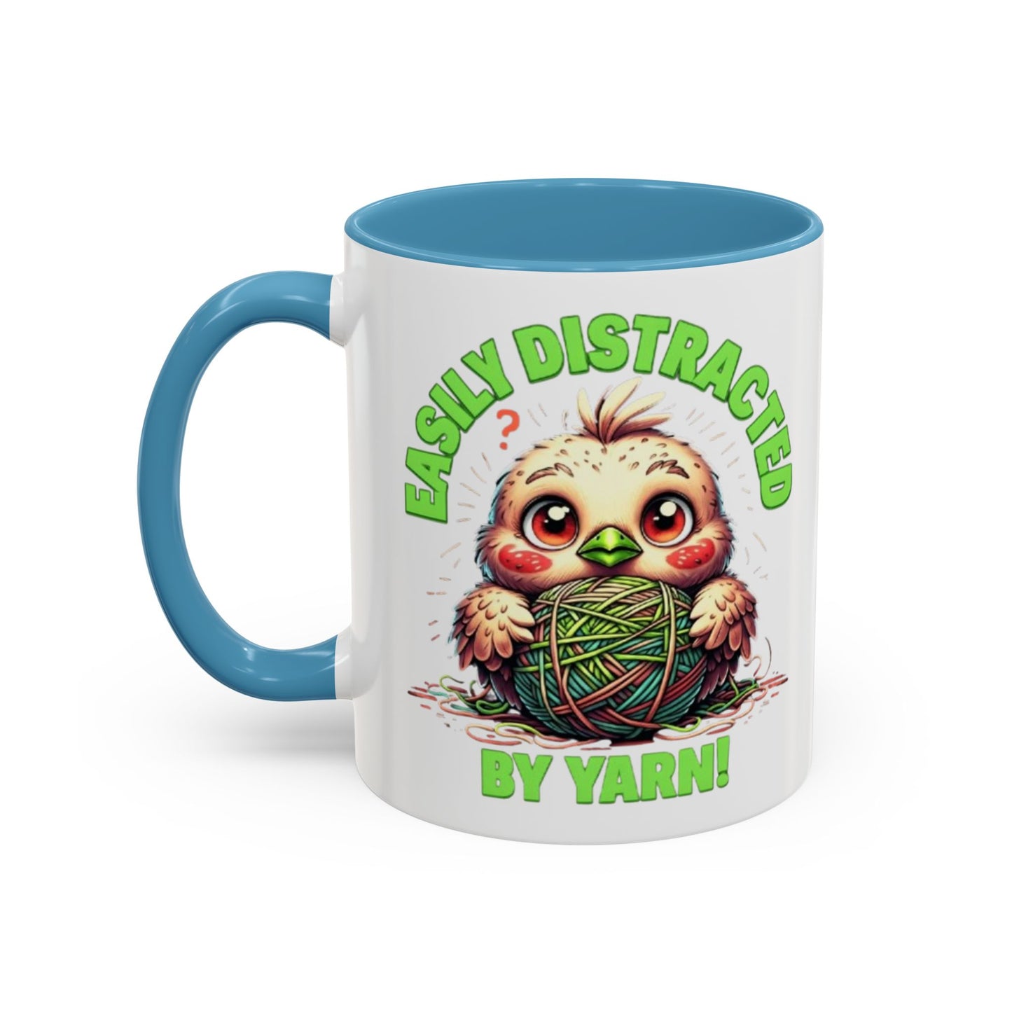 Easily Distracted Yarn Coffee Mug | Cute Animal Mug, Funny Gift for Knitters, Coffee Lover Gift, Unique Mugs for Crafters, Yarn Lover's Mug