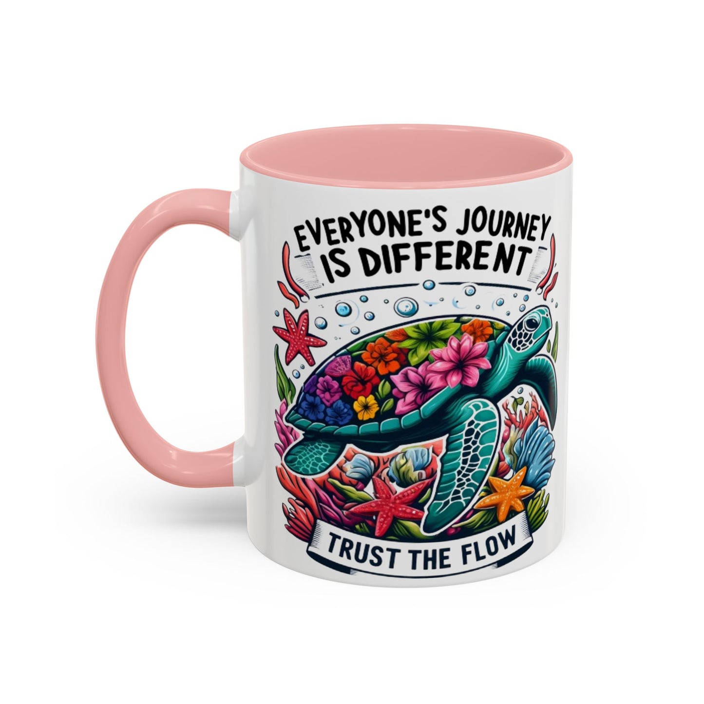 Colorful Inspirational Coffee Mug, Ocean Theme Mug, Motivational Drinkware, Turtle Design, Gift for Nature Lovers