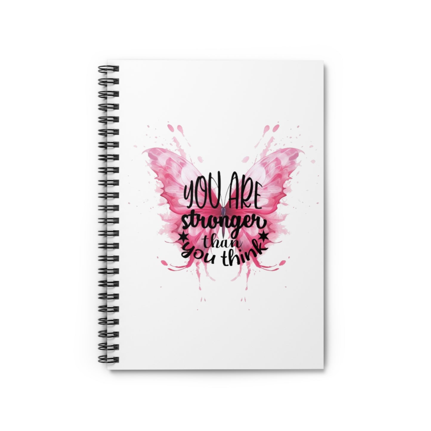 Inspirational Butterfly Spiral Notebook - 'You Are Stronger Than You Think'