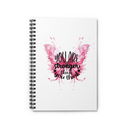 Inspirational Butterfly Spiral Notebook - 'You Are Stronger Than You Think'