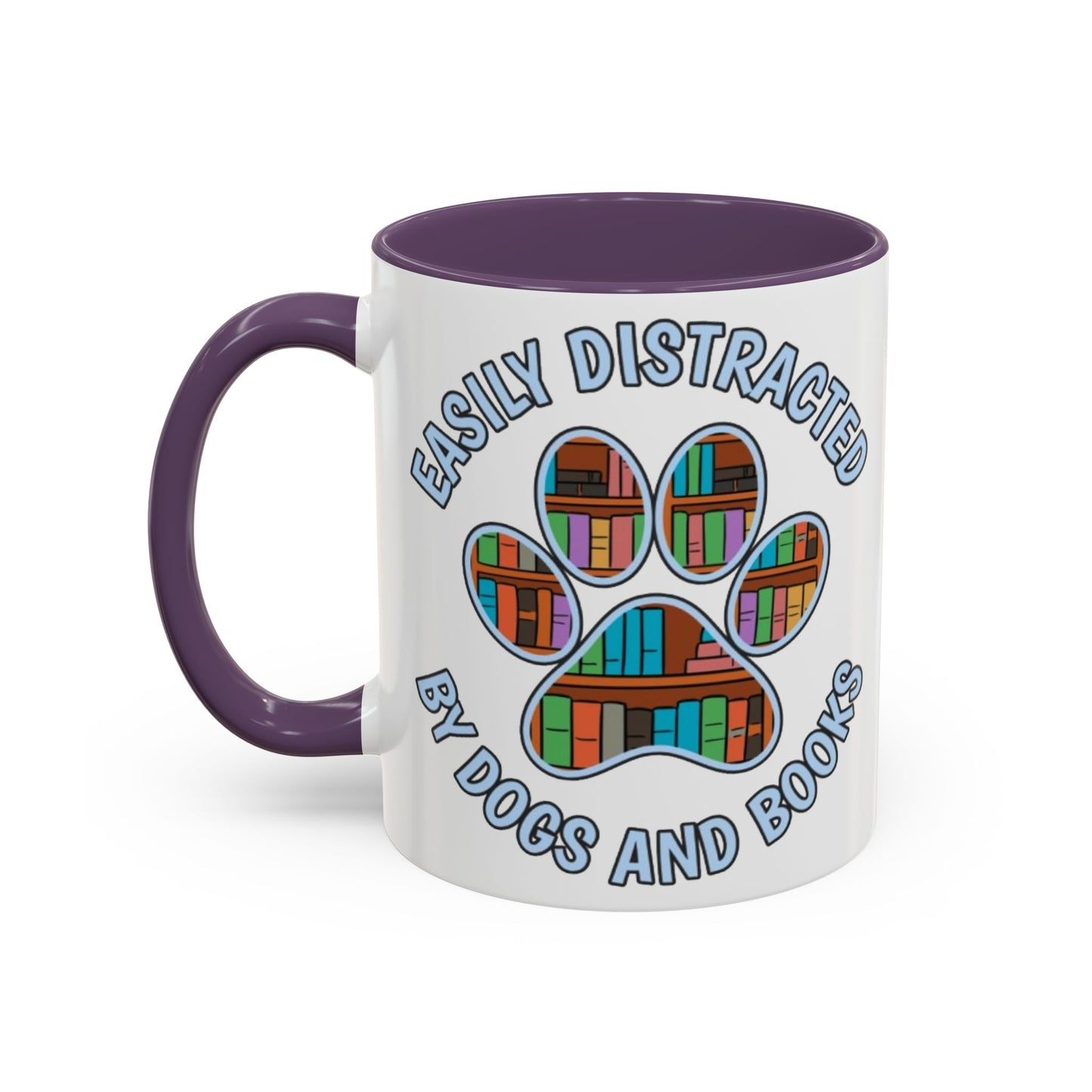 Easily Distracted Coffee Mug | Book Lovers Gift, Dog Owners Mug, Dog and Book Lover, Home Office Decor, Pet Lover Coffee Cup
