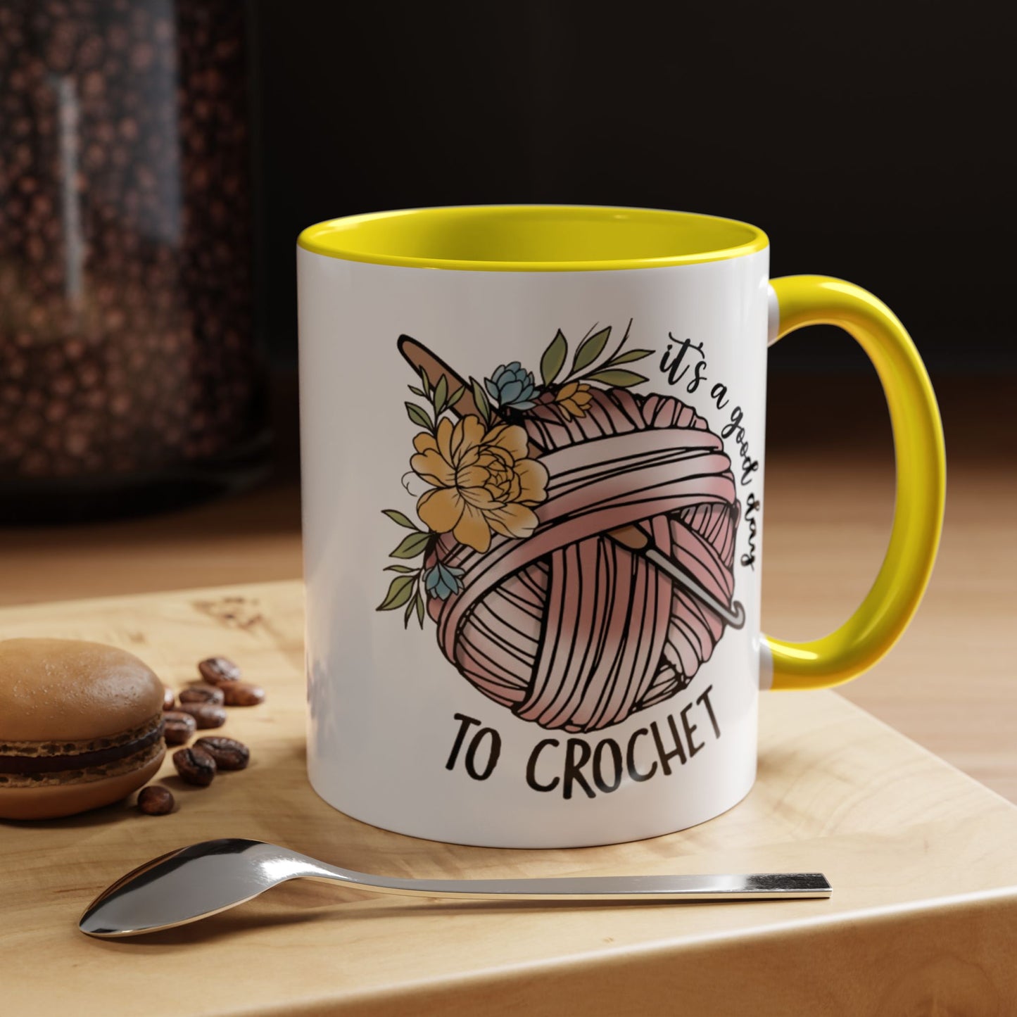 Crochet Lover's Accent Coffee Mug - Perfect Gift for Crafters, Yarn Enthusiasts, Mother's Day, Birthday, or Just Because!