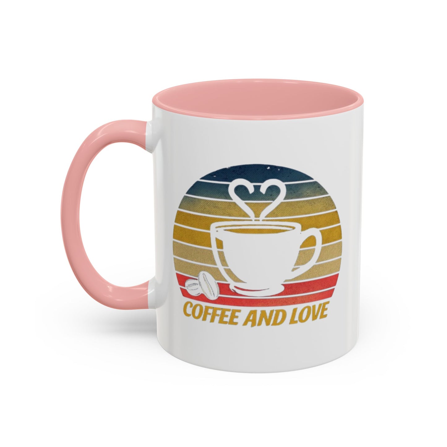 Retro Coffee and Love Mug - 11 or 15oz Accent Mug for Coffee Lovers
