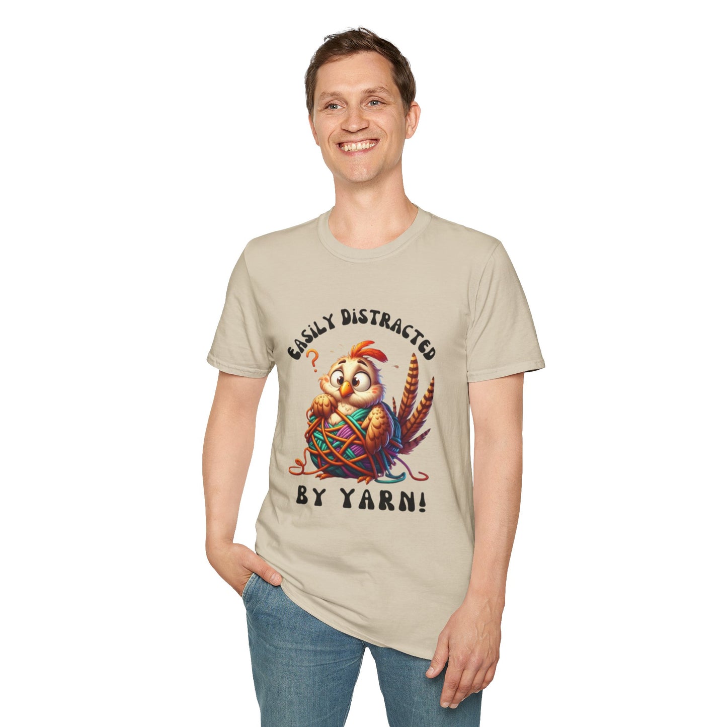 Easily Distracted By Yarn Unisex Softstyle T-Shirt for Yarn Lovers
