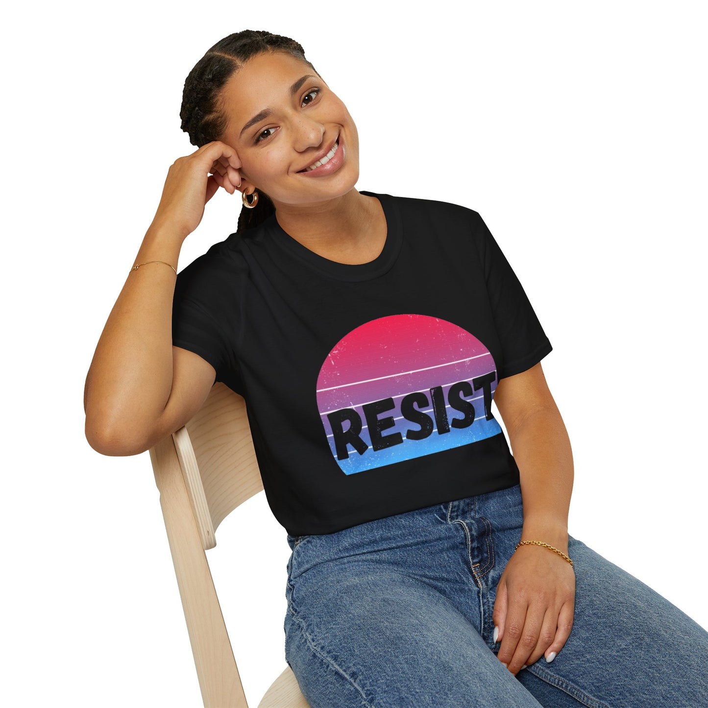 Retro Resist Unisex Softstyle T-Shirt - Bold Graphic Tee for Activists