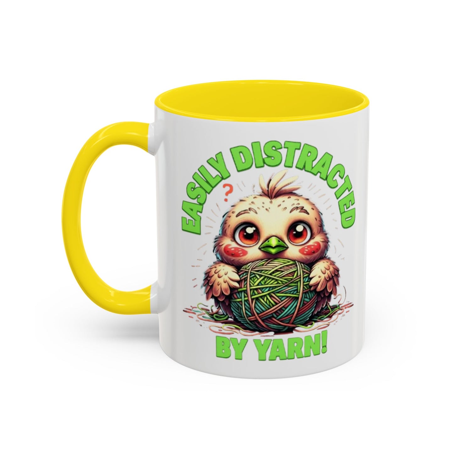 Easily Distracted Yarn Coffee Mug | Cute Animal Mug, Funny Gift for Knitters, Coffee Lover Gift, Unique Mugs for Crafters, Yarn Lover's Mug