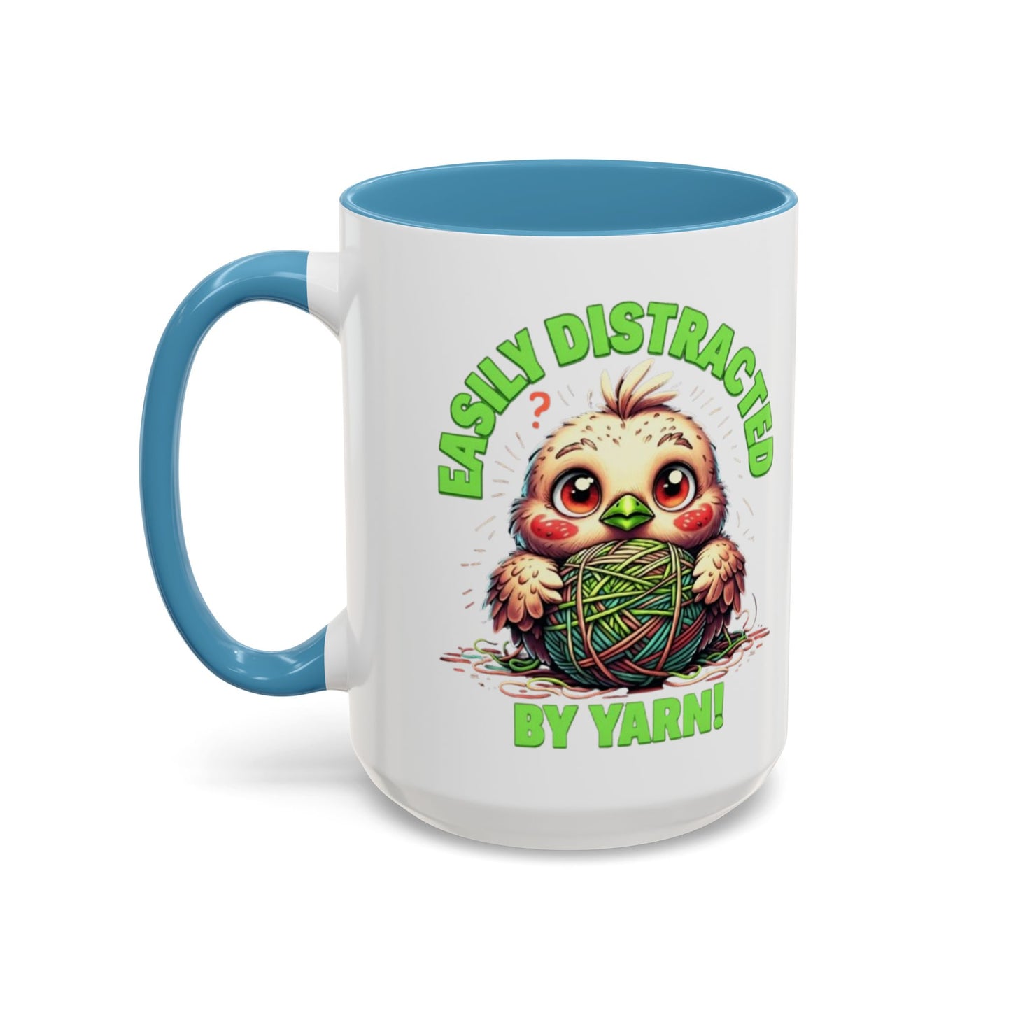 Easily Distracted Yarn Coffee Mug | Cute Animal Mug, Funny Gift for Knitters, Coffee Lover Gift, Unique Mugs for Crafters, Yarn Lover's Mug