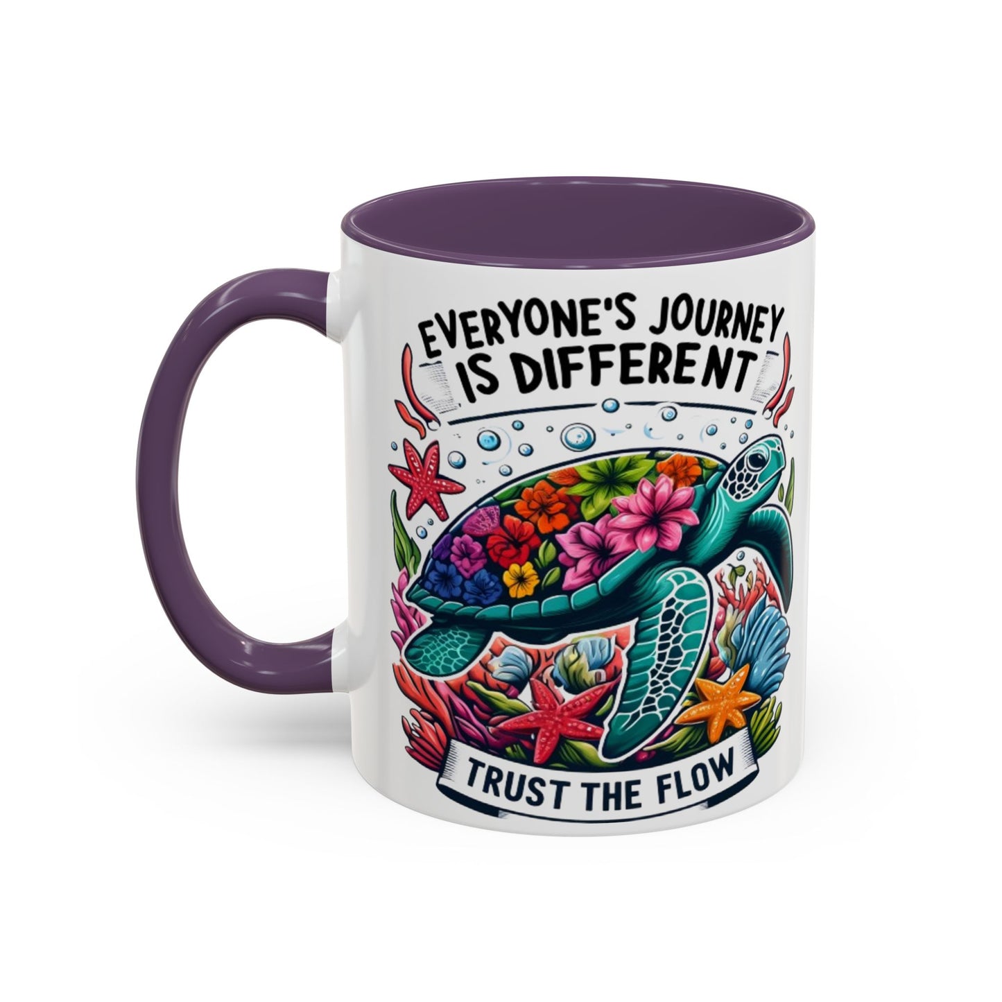 Colorful Inspirational Coffee Mug, Ocean Theme Mug, Motivational Drinkware, Turtle Design, Gift for Nature Lovers
