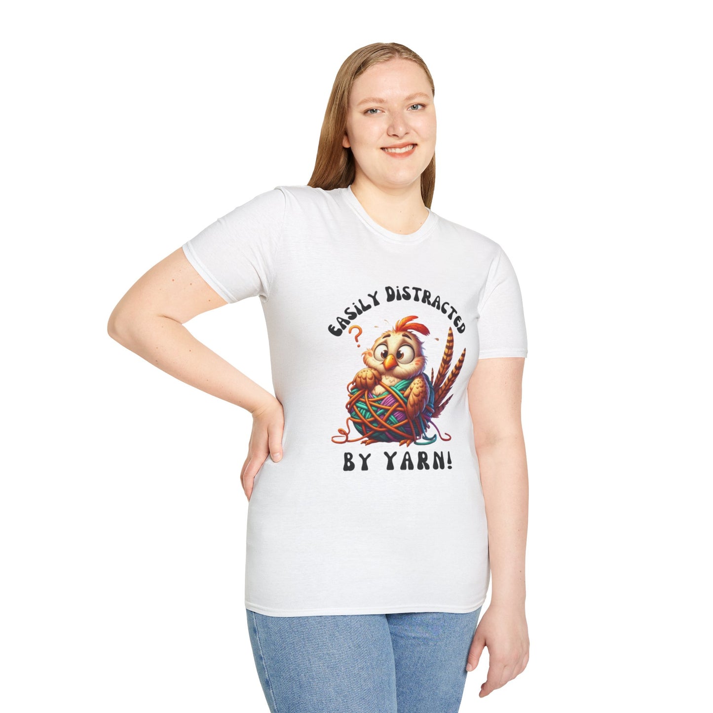 Easily Distracted By Yarn Unisex Softstyle T-Shirt for Yarn Lovers