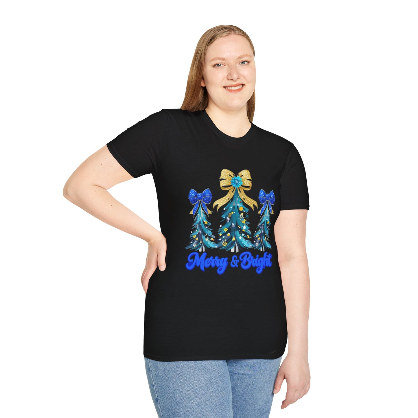 Merry & Bright Christmas T-Shirt, Unisex Holiday Tee, Festive Apparel, Christmas Party Shirt, Gift for Him or Her