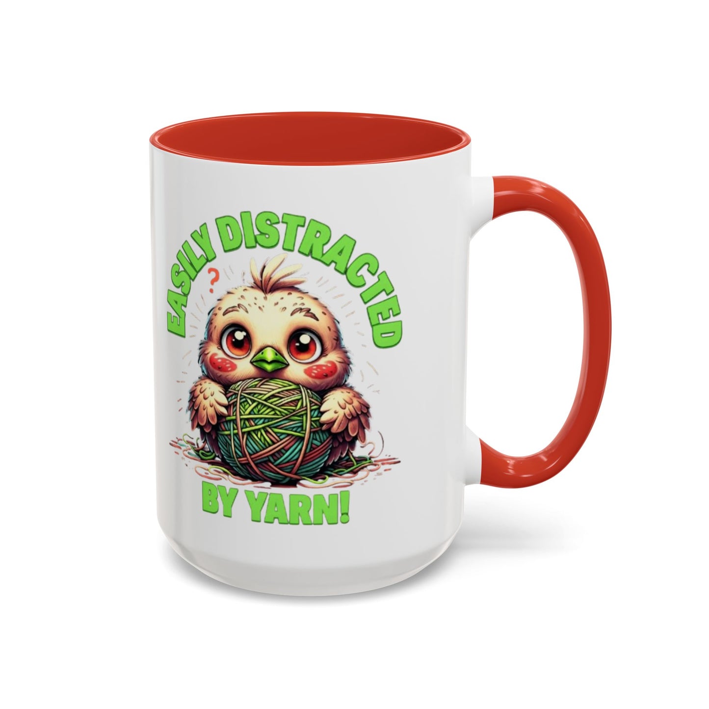 Easily Distracted Yarn Coffee Mug | Cute Animal Mug, Funny Gift for Knitters, Coffee Lover Gift, Unique Mugs for Crafters, Yarn Lover's Mug