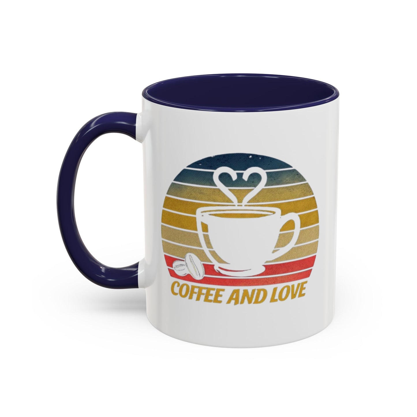 Retro Coffee and Love Mug - 11 or 15oz Accent Mug for Coffee Lovers