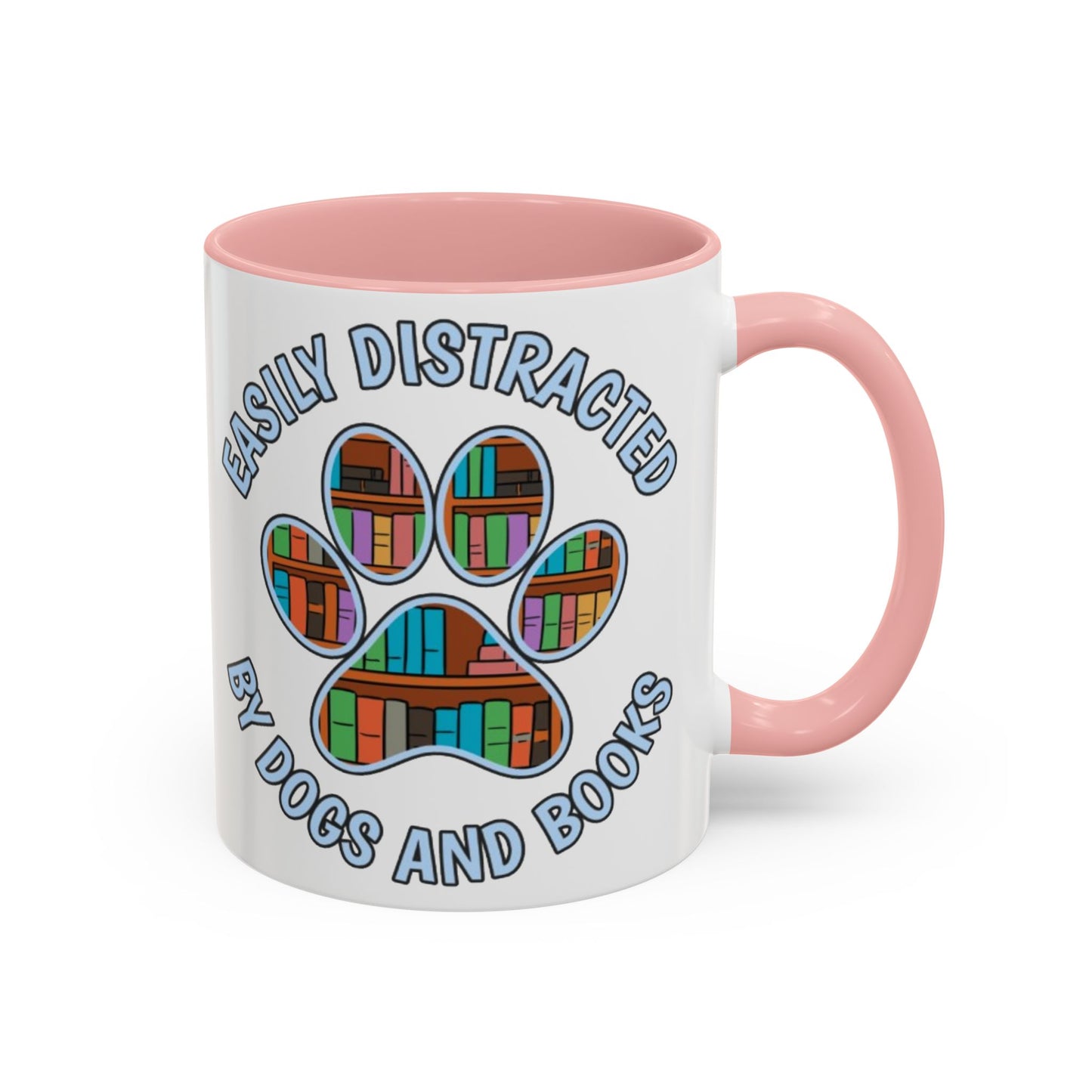 Easily Distracted Coffee Mug | Book Lovers Gift, Dog Owners Mug, Dog and Book Lover, Home Office Decor, Pet Lover Coffee Cup