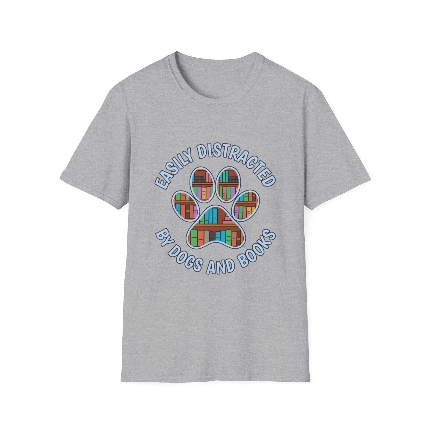 Easily Distracted by Dogs and Books T-Shirt | Unisex Softstyle Tee for Book Lovers, Dog Owners, Pet Lovers, Gifts for Readers, Cute [...]