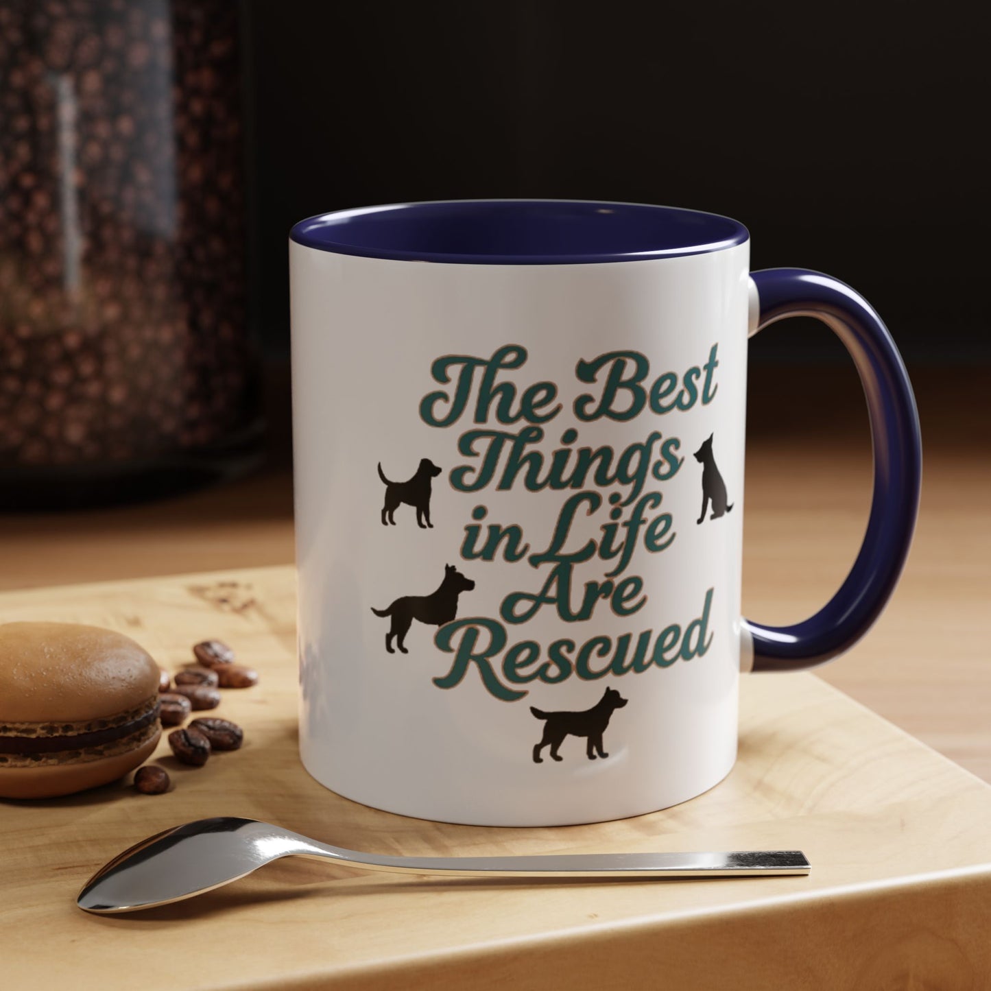Rescue Dog Coffee Mug, Pet Lover Gift, Animal Adoption Mug, Inspirational Tea Cup, Dog Mom Mug, Black Handle Coffee Cup