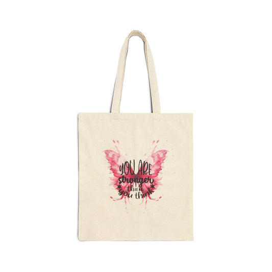 Empowering Butterfly Tote Bag | You Are Stronger Than You Think | Eco-Friendly, Reusable, Gift for Her, Inspirational, Motivational