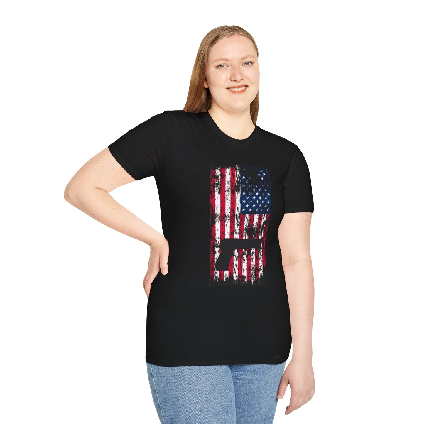 Patriotic Gun Graphic T-Shirt | Unisex Softstyle Tee