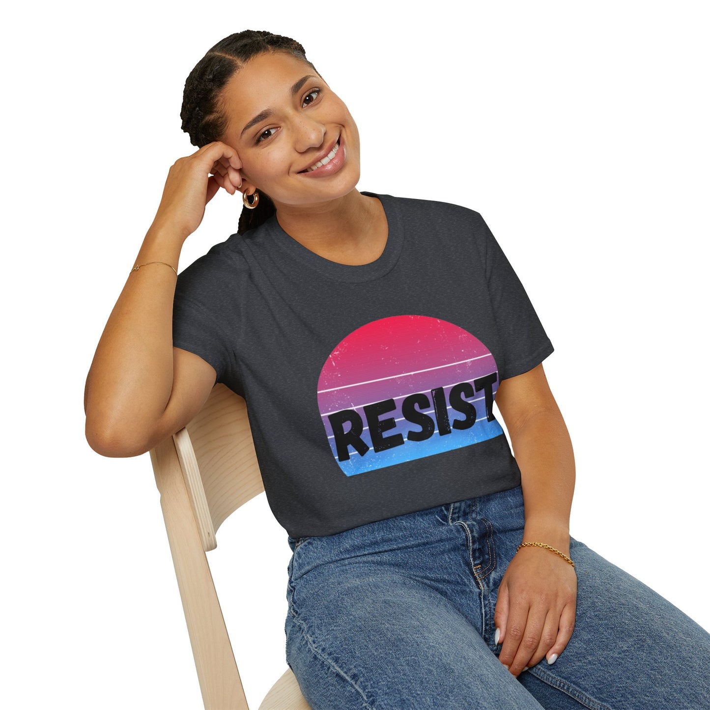 Retro Resist Unisex Softstyle T-Shirt - Bold Graphic Tee for Activists
