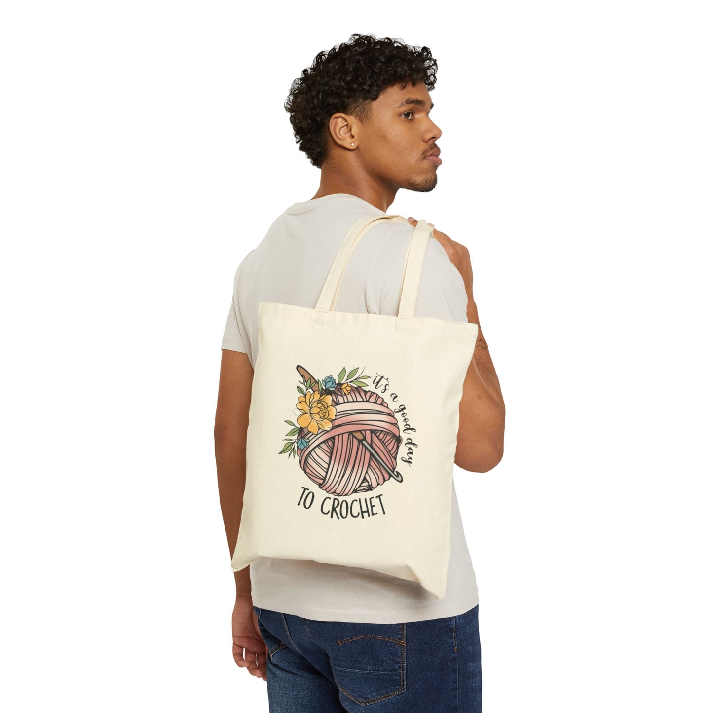 Crochet Lover's Cotton Canvas Tote Bag | Perfect for Crafters, Gift for Artists, Eco-Friendly Shopping, Yarn Storage, Birthday Gift