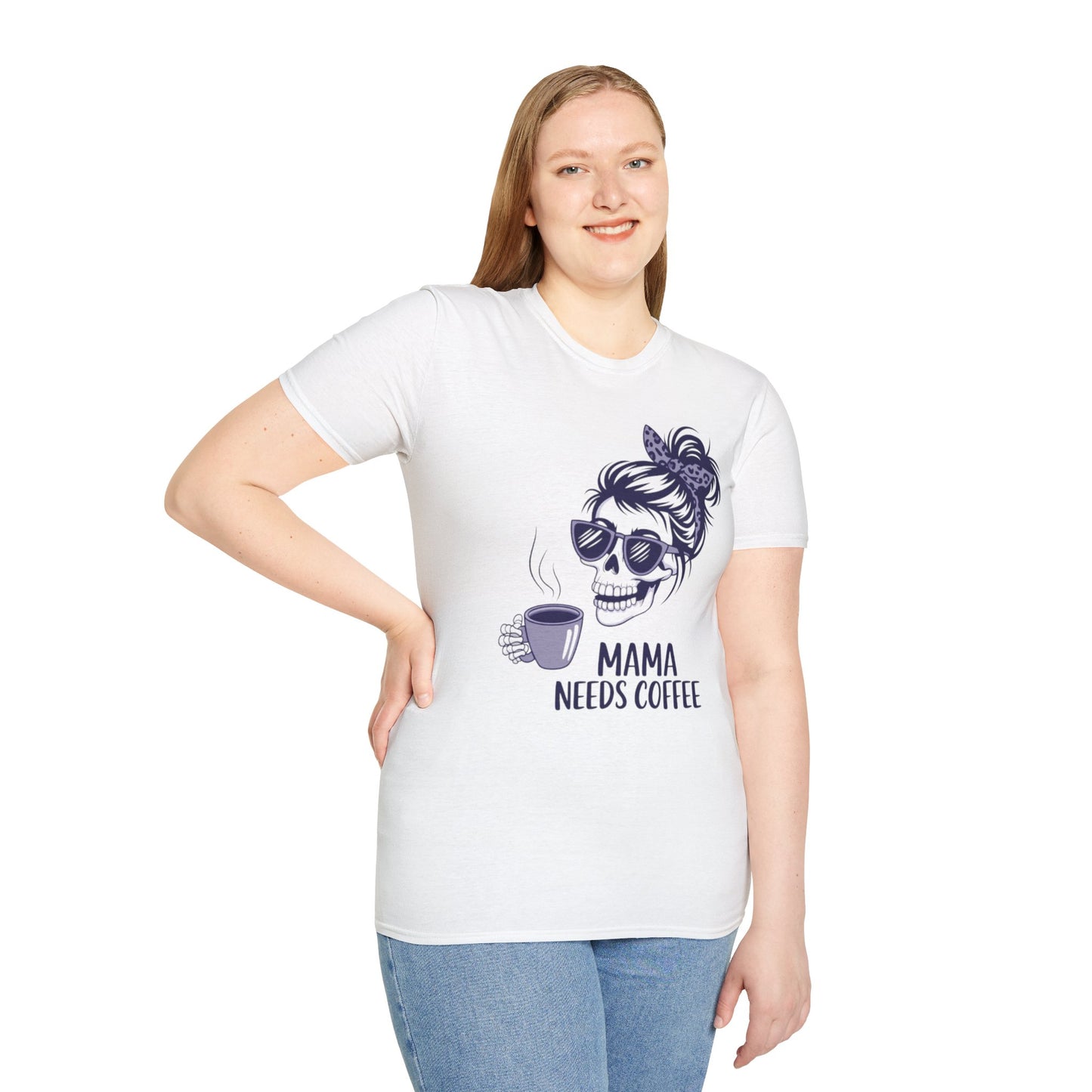 Mama Needs Coffee Unisex Softstyle T-Shirt - Fun Casual Tee for Coffee Lovers