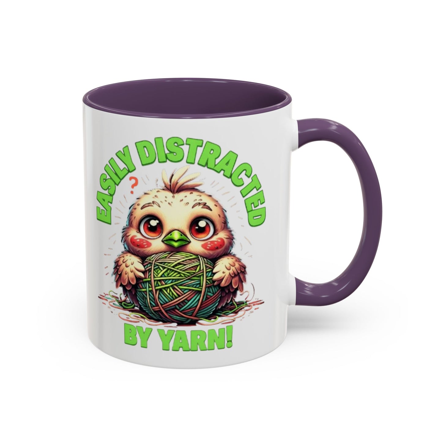 Easily Distracted Yarn Coffee Mug | Cute Animal Mug, Funny Gift for Knitters, Coffee Lover Gift, Unique Mugs for Crafters, Yarn Lover's Mug