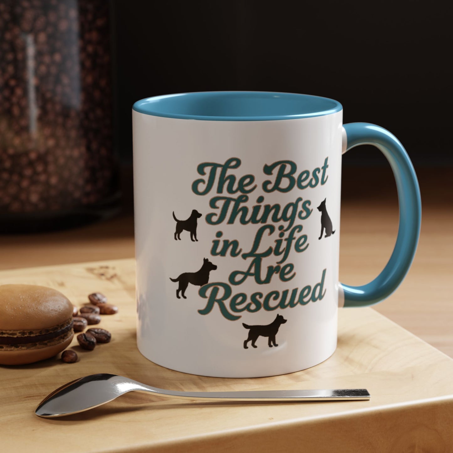 Rescue Dog Coffee Mug, Pet Lover Gift, Animal Adoption Mug, Inspirational Tea Cup, Dog Mom Mug, Black Handle Coffee Cup