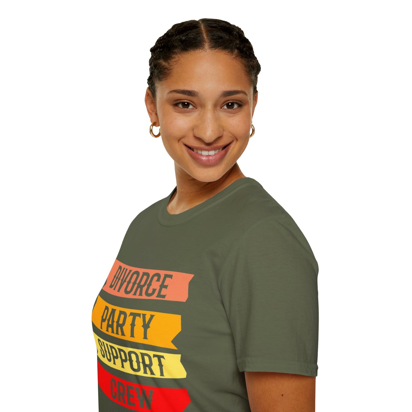 Divorce Party Support Crew T-Shirt | Unisex Softstyle Tee for Celebrating New Beginnings