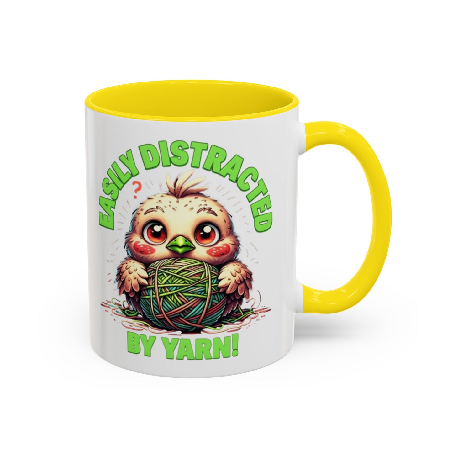 Easily Distracted Yarn Coffee Mug | Cute Animal Mug, Funny Gift for Knitters, Coffee Lover Gift, Unique Mugs for Crafters, Yarn Lover's Mug