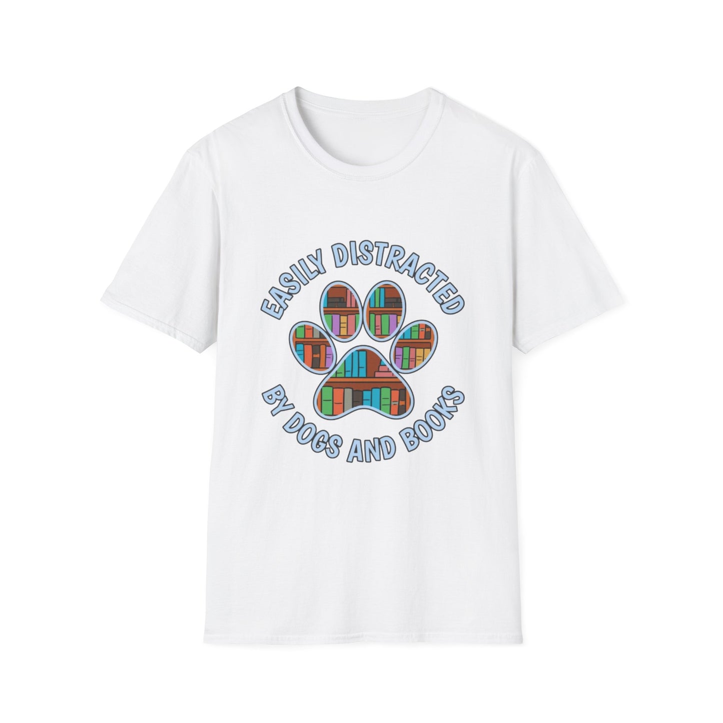 Easily Distracted by Dogs and Books T-Shirt | Unisex Softstyle Tee for Book Lovers, Dog Owners, Pet Lovers, Gifts for Readers, Cute [...]