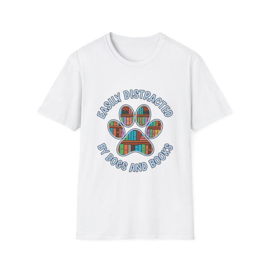 Easily Distracted by Dogs and Books T-Shirt | Unisex Softstyle Tee for Book Lovers, Dog Owners, Pet Lovers, Gifts for Readers, Cute [...]