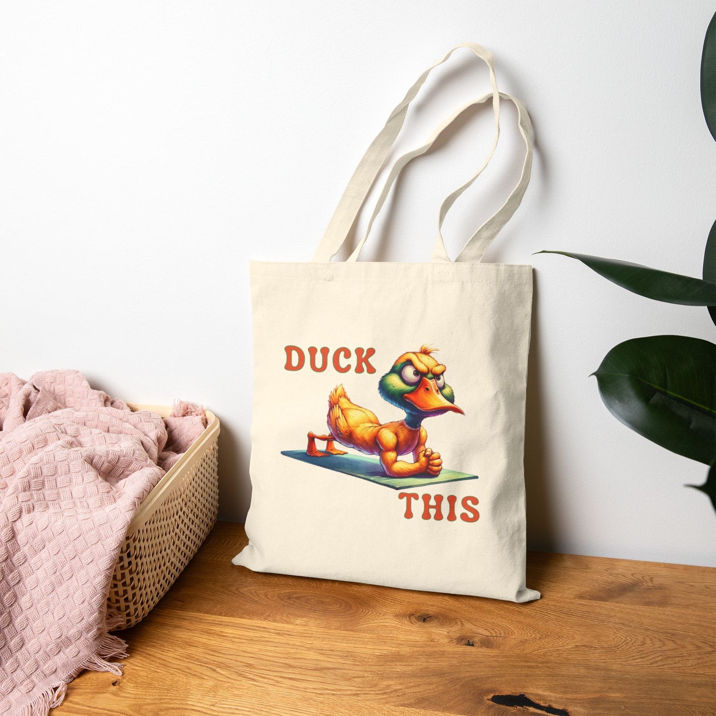 Funny Duck This Cotton Canvas Tote Bag, Eco-Friendly Shopping Bag, Reusable Tote, Gift for Duck Lovers, Beach Bag, Casual Carryall