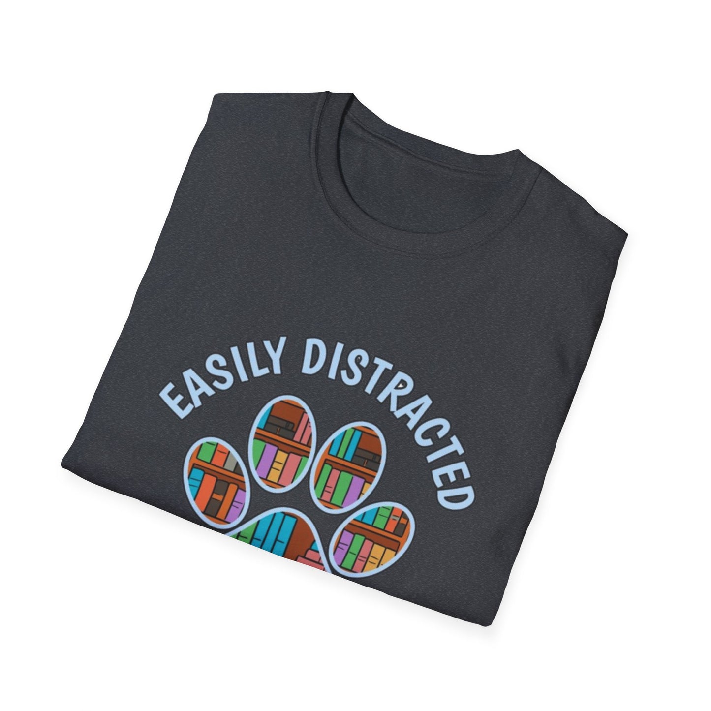 Easily Distracted by Dogs and Books T-Shirt | Unisex Softstyle Tee for Book Lovers, Dog Owners, Pet Lovers, Gifts for Readers, Cute [...]