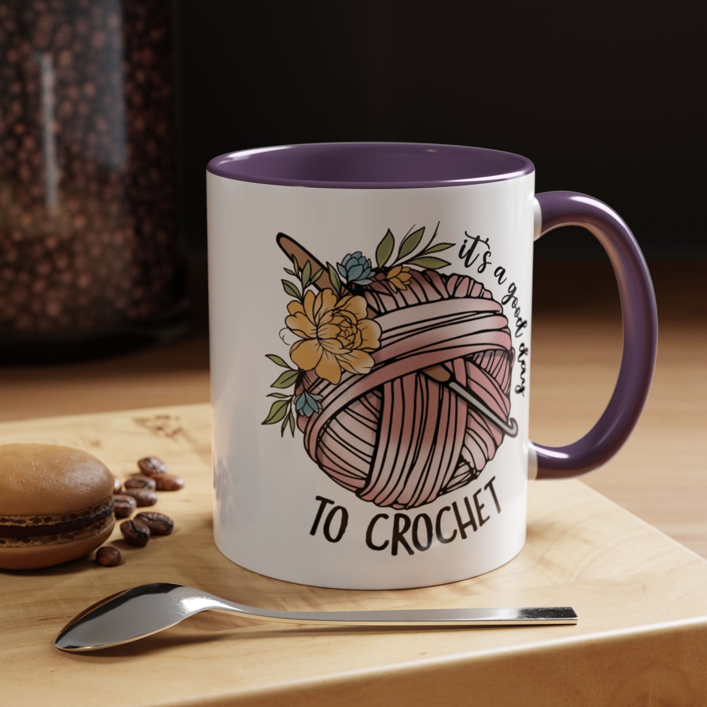 Crochet Lover's Accent Coffee Mug - Perfect Gift for Crafters, Yarn Enthusiasts, Mother's Day, Birthday, or Just Because!