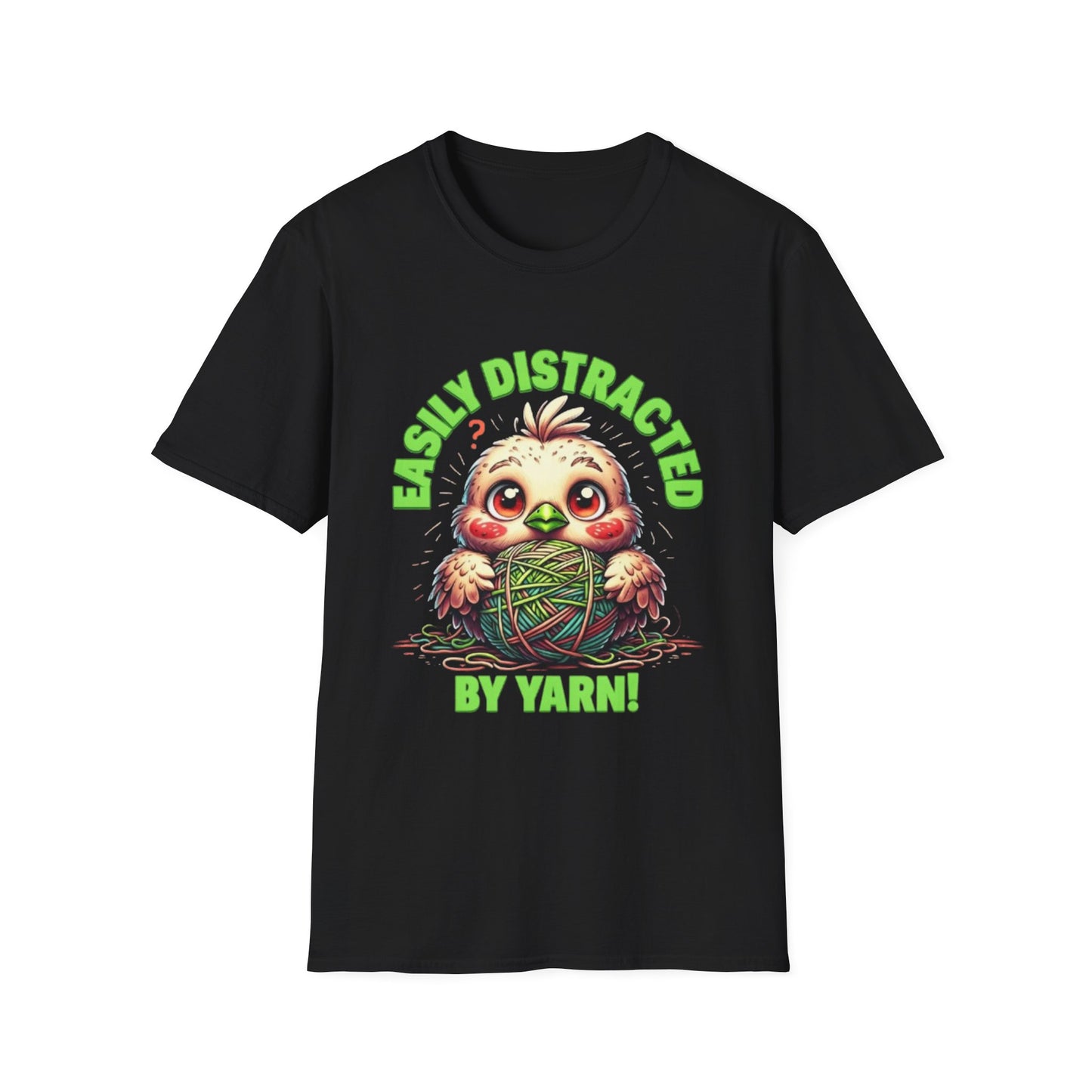 Easily Distracted by Yarn T-Shirt – Cute Unisex Softstyle Tee for Crafters