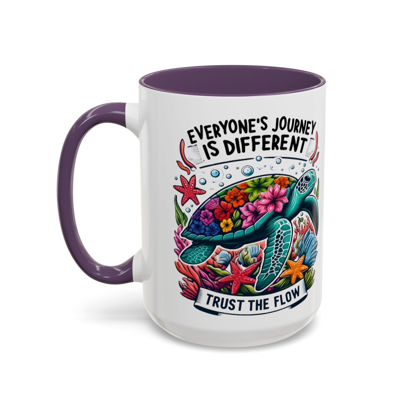 Colorful Inspirational Coffee Mug, Ocean Theme Mug, Motivational Drinkware, Turtle Design, Gift for Nature Lovers