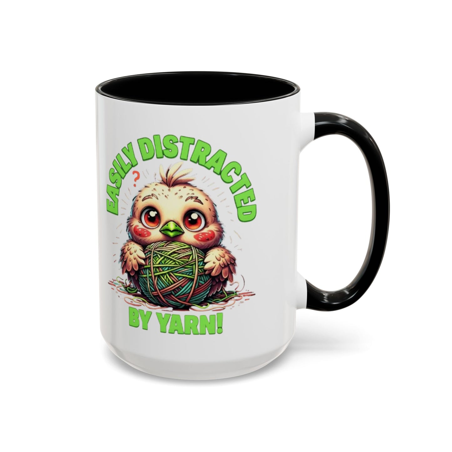 Easily Distracted Yarn Coffee Mug | Cute Animal Mug, Funny Gift for Knitters, Coffee Lover Gift, Unique Mugs for Crafters, Yarn Lover's Mug