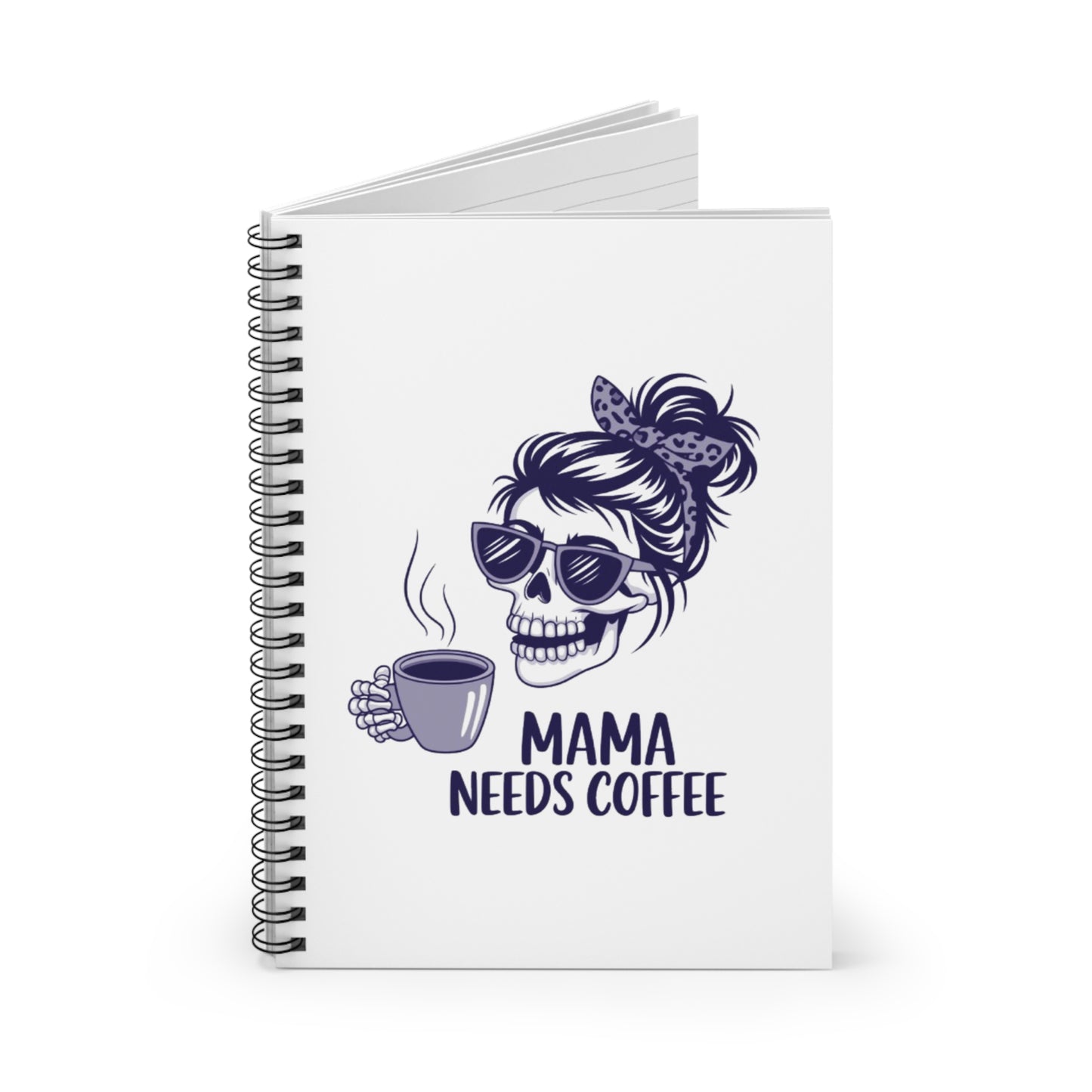 Cute Skull Coffee Lover Spiral Notebook | Mom Gift | Cute Journal for Coffee Lovers | Writing Journal | Gifts for Her